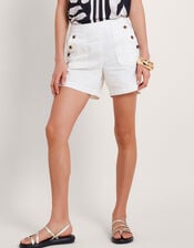 Harper Denim Shorts, White (WHITE), large