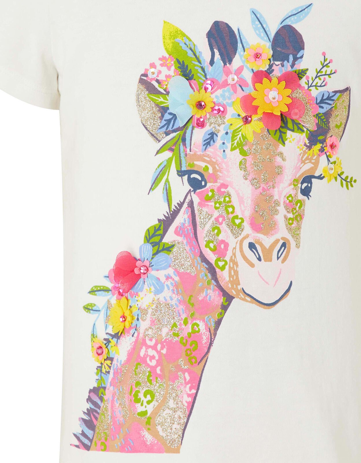 品質は非常に良い Embellished Giraffe Georgia T-Shirt T & Tops Girls' | Ivory 文字、ロゴ