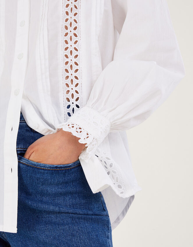 Broderie Shirt, White (WHITE), large