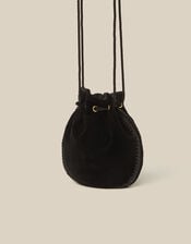 Hope Tassel Velvet Pouch Bag, Black (BLACK), large