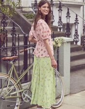 Gabriella Floral and Gingham Skirt, Green (GREEN), large