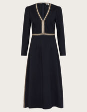 Pora Ponte Jersey Midi Dress, Black (BLACK), large