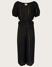 Cut-Out Sparkly Jumpsuit, Black (BLACK), large