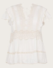 Premium Crochet Overlay Top in Sustainable Cotton, Cream (CREAM), large