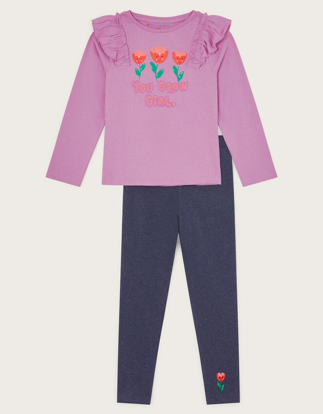 You Grow Girl Top and Leggings Set, Purple (LILAC), large