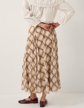 Chelsea Check Print Midi Skirt, Natural (NATURAL), large