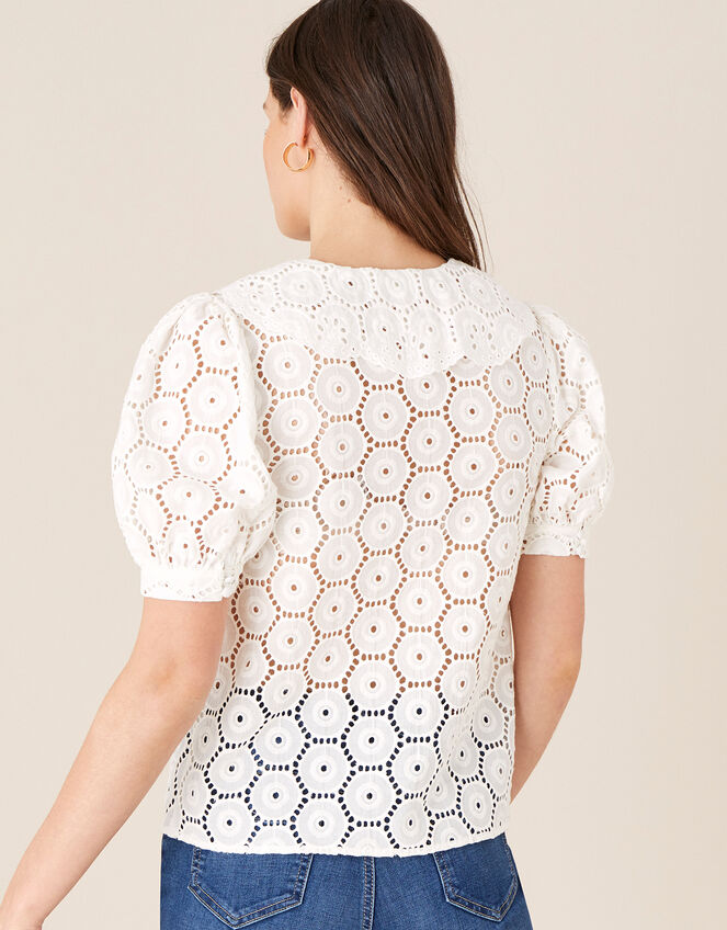 Mia Wide Collar Broderie Blouse, Ivory (IVORY), large