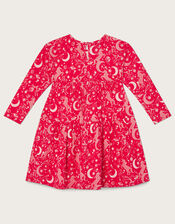Majestic Constellation Jersey Dress in Sustainable Cotton, Red (RED), large