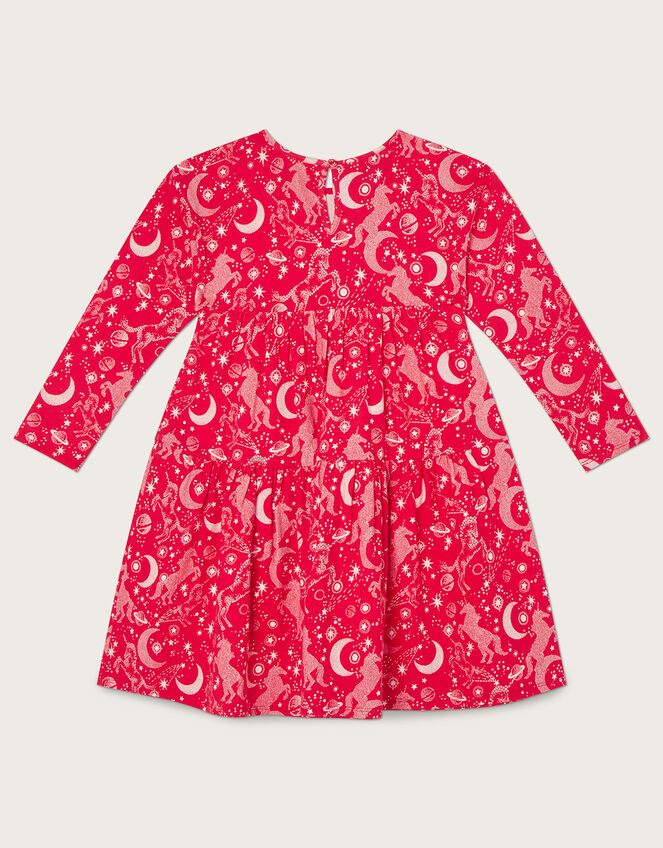 Majestic Constellation Jersey Dress in Sustainable Cotton, Red (RED), large