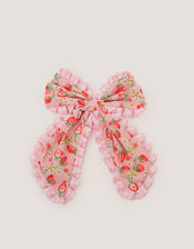 Strawberry Gingham Bow Hair Clip, , large