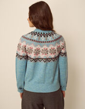 Fen Fair Isle Cardigan, Blue (BLUE), large