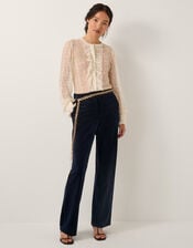 Mila Straight Velvet Trousers, Blue (MIDNIGHT), large