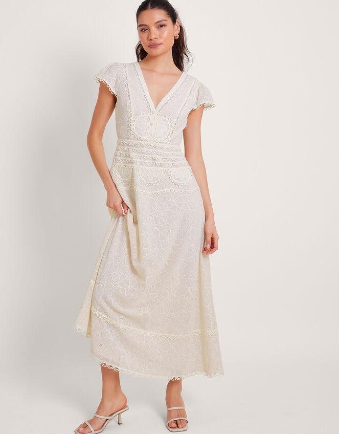Irene Broderie Dress, Cream (CREAM), large