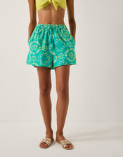 Lyla Floral Embroidered Shorts, Blue (BLUE), large