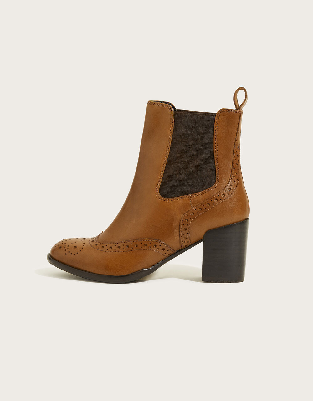 Classic Leather Heeled Brogue Boots Tan Women's Shoes Monsoon UK.