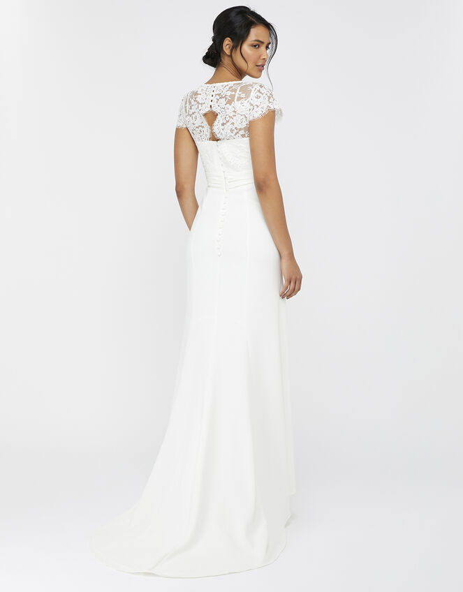 Leonora Bridal Crepe Lace Maxi Dress, Ivory (IVORY), large