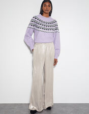 Lillie Metallic Wide Leg Trousers, Natural (CHAMPAGNE), large