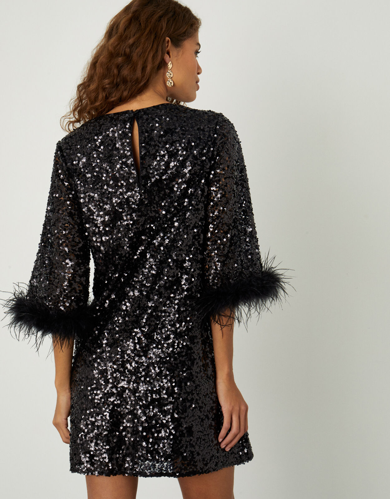 Fie Feather Sequin Tunic Dress Black Day Dresses Monsoon UK