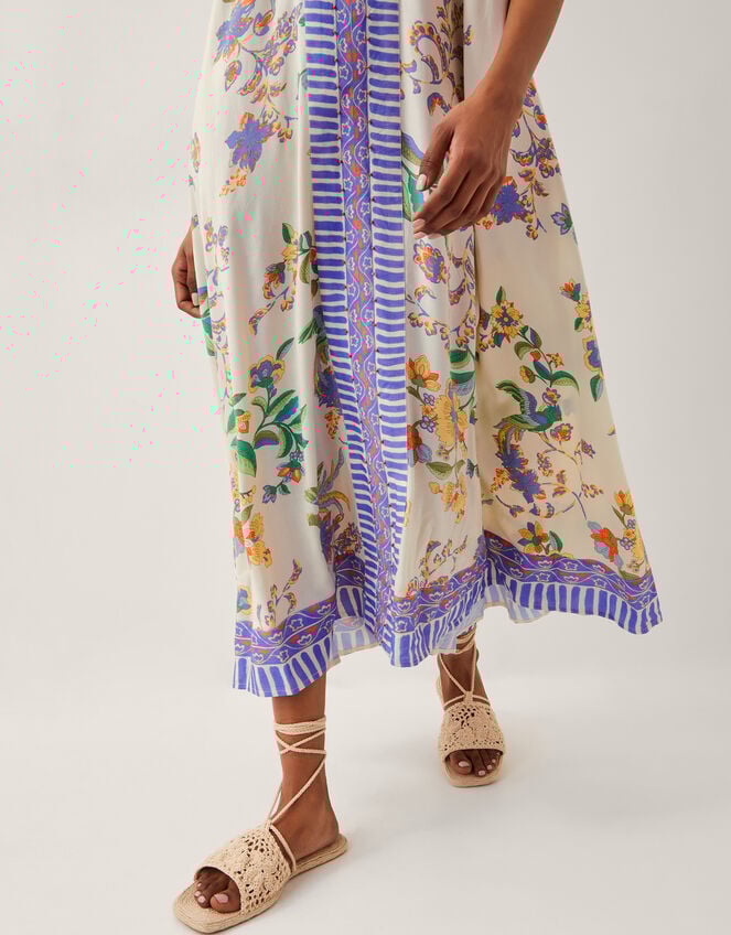 Kaia Floral Print Midi Dress, Ivory (IVORY), large