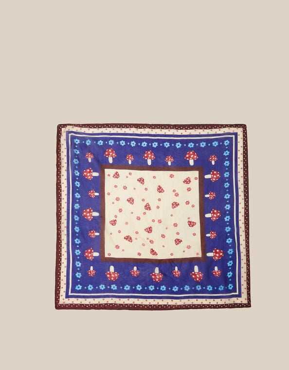 Harlow Mushroom Print Square Silk Scarf, , large