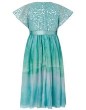 Mermaid Sequin Ombre Maxi Dress, Blue (BLUE), large