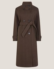 Tia Funnel Trench Coat, Brown (CHOCOLATE), large