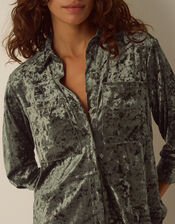 Ola Oversized Velvet Shirt, Green (KHAKI), large