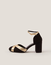 Joy Metallic Crossover Heels, Black (BLACK), large