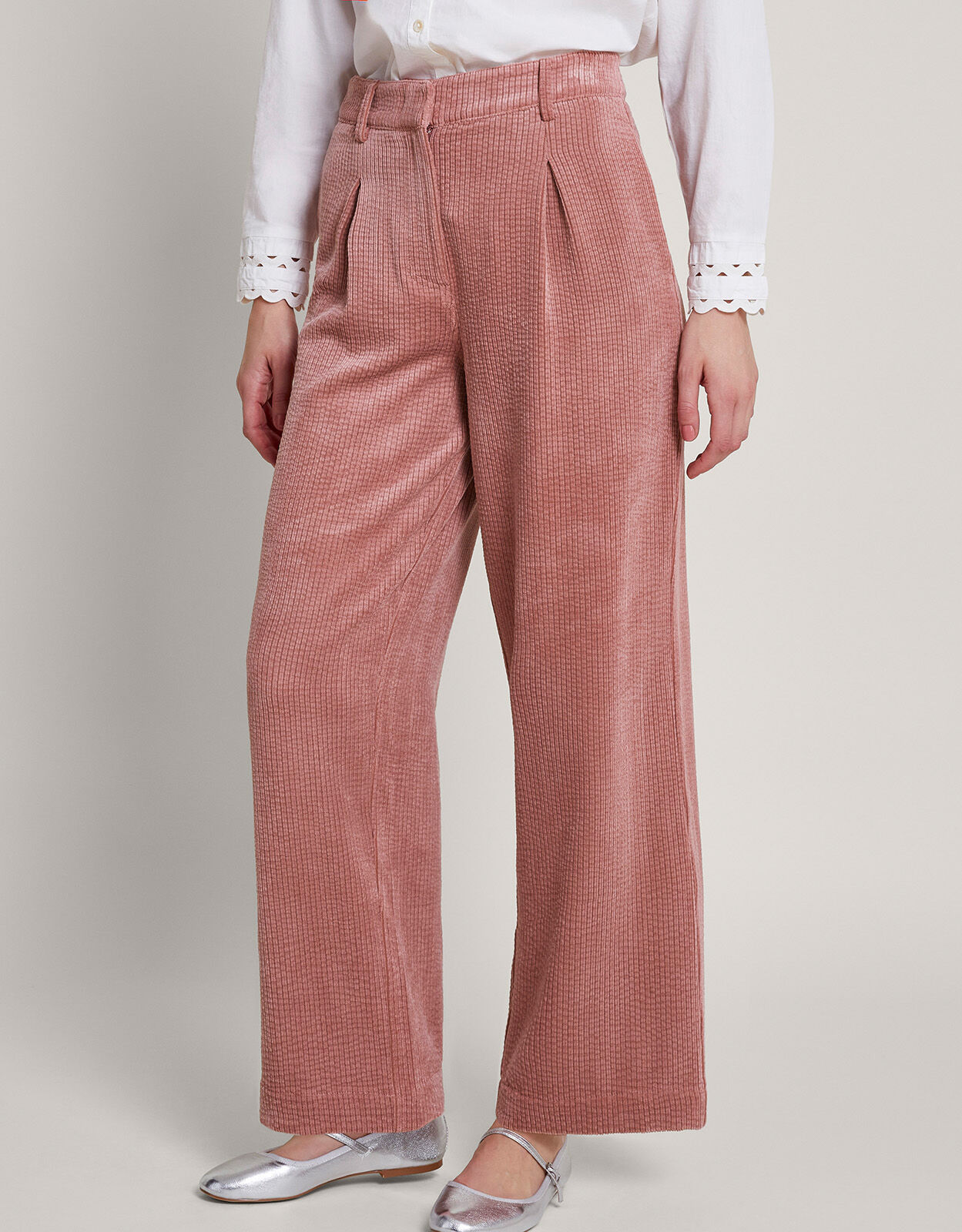 Pink wide leg corduroy trousers sale
