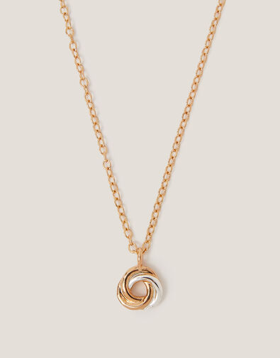 Two Tone Twisted Circle Pendant Necklace , , large