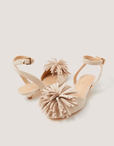 Poppy Fringe Kitten Heels, Ivory (IVORY), large