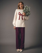 Samira Corduroy Wide Leg Trousers, Red (BURGUNDY), large