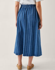 Ottilie Stripe Denim Midi Skirt, Blue (DENIM BLUE), large