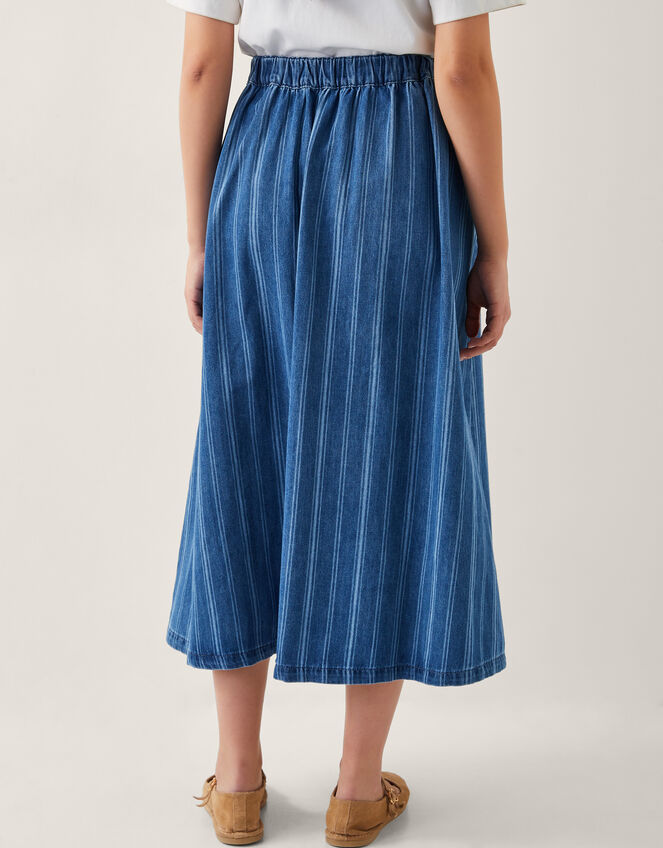 Ottilie Stripe Denim Midi Skirt, Blue (DENIM BLUE), large