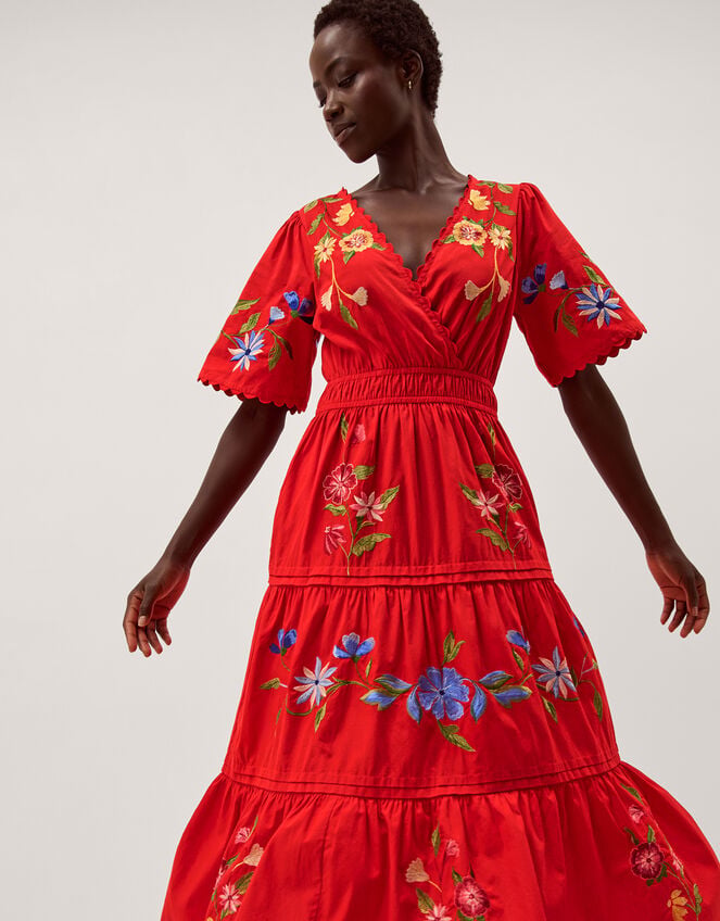 Emma Floral Embroidered Midi Dress Red | Day Dresses | Monsoon UK. Emma Floral Embroidered Midi Dress Red | Day Dresses | Monsoon UK.
