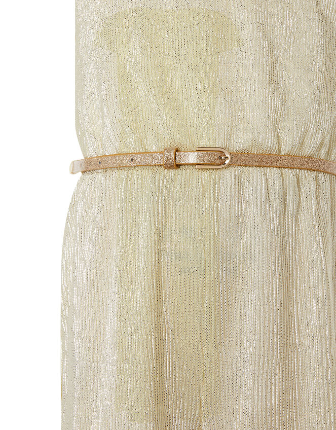Shimmer Wide Leg Jumpsuit with Belt, Gold (GOLD), large