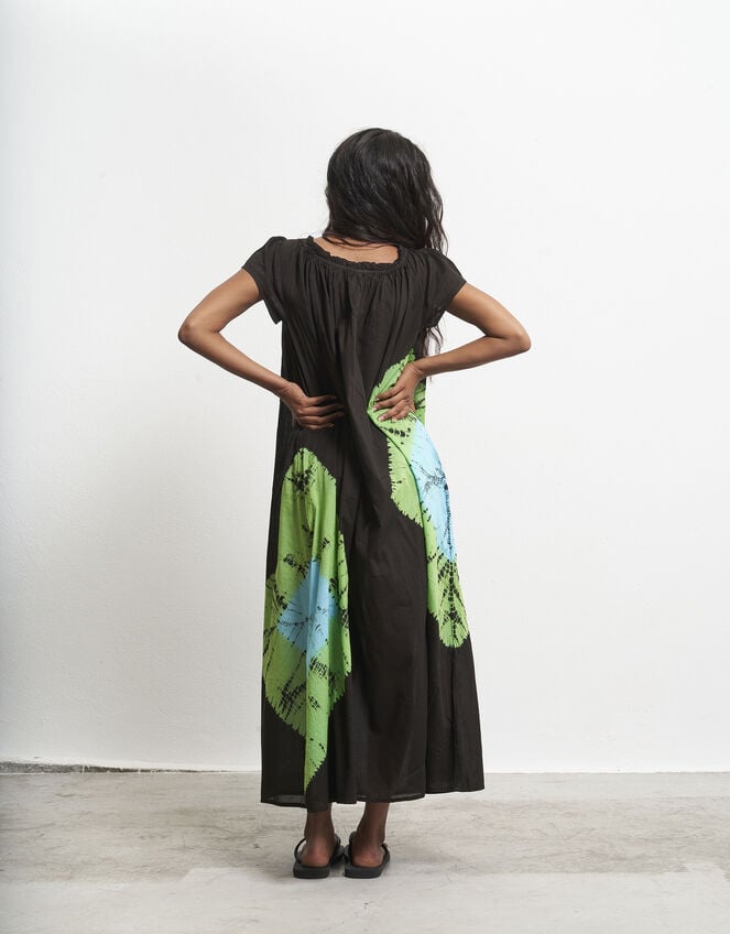 Par & Escala Agus Artisanal Print Maxi Dress, Black (BLACK), large