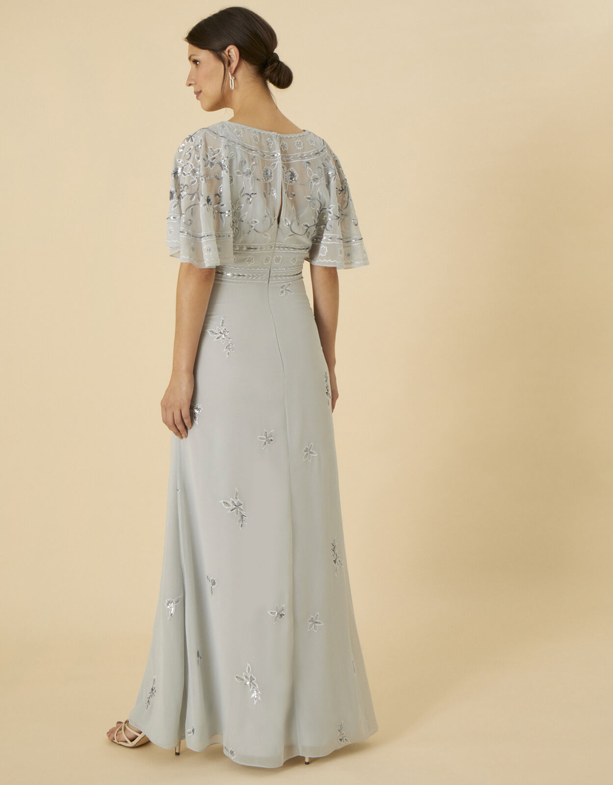 Elena Embellished Maxi Dress Silver Evening Dresses Monsoon UK