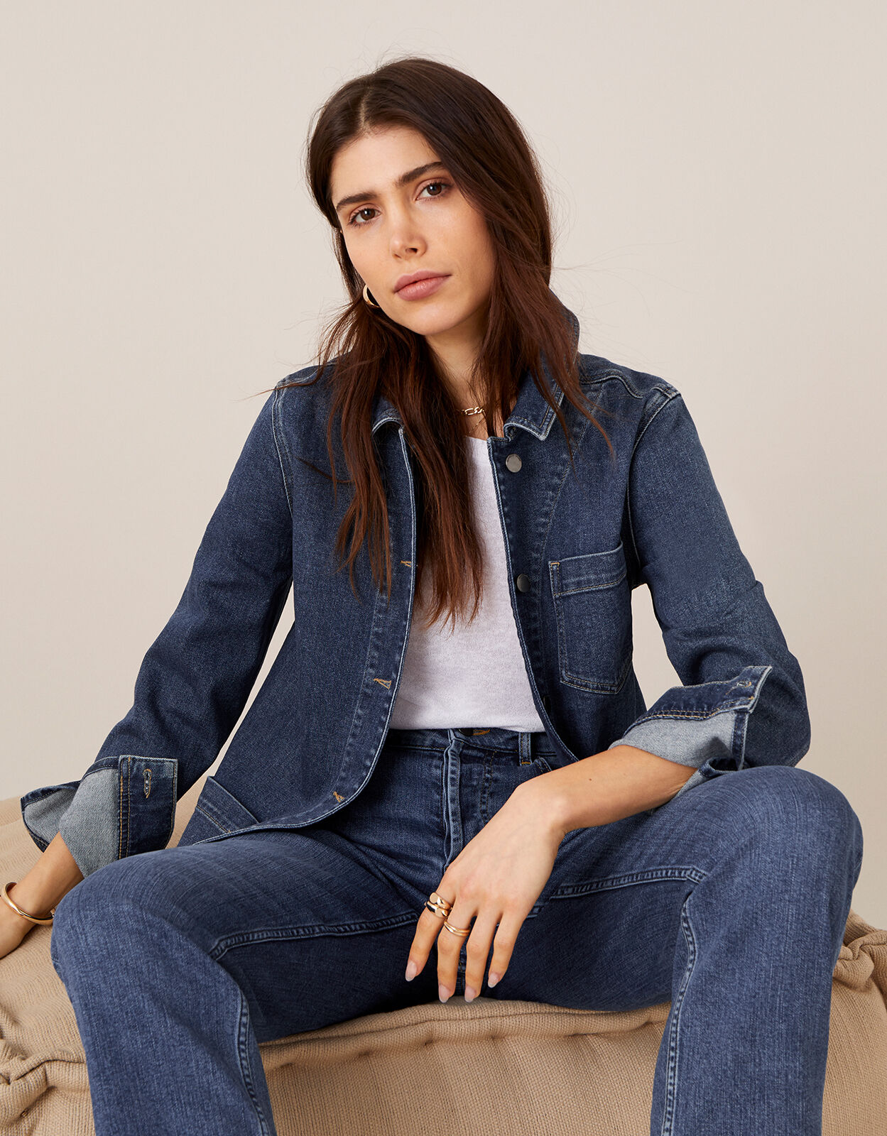 Longline Denim Jacket Blue