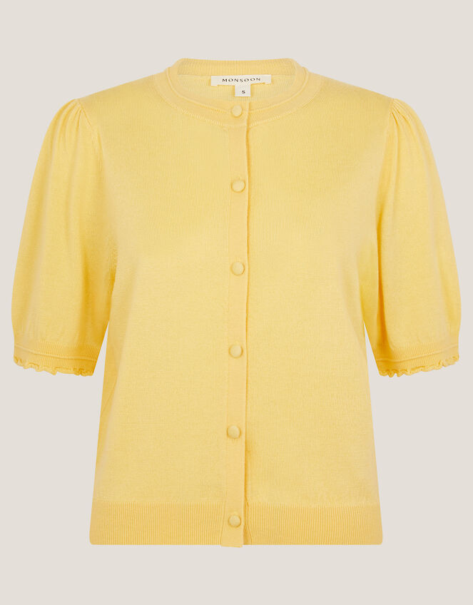 Tegan Short Sleeve Cardigan, Yellow (YELLOW), large