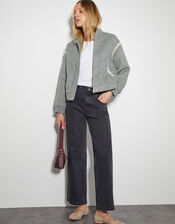 Elodie Stitch Bomber Jacket, Grey (GREY), large
