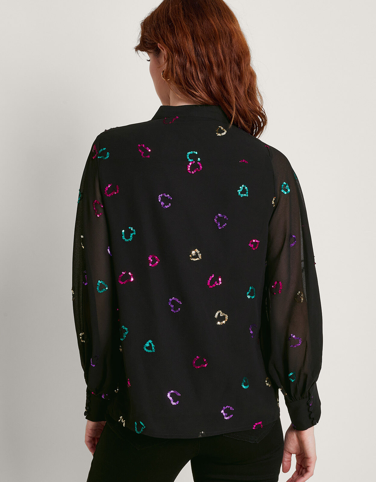 Hope Heart Sequin Blouse Black