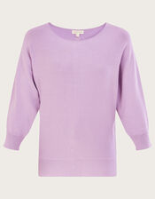 Button Back Scoop Neck Jumper, Purple (LILAC), large