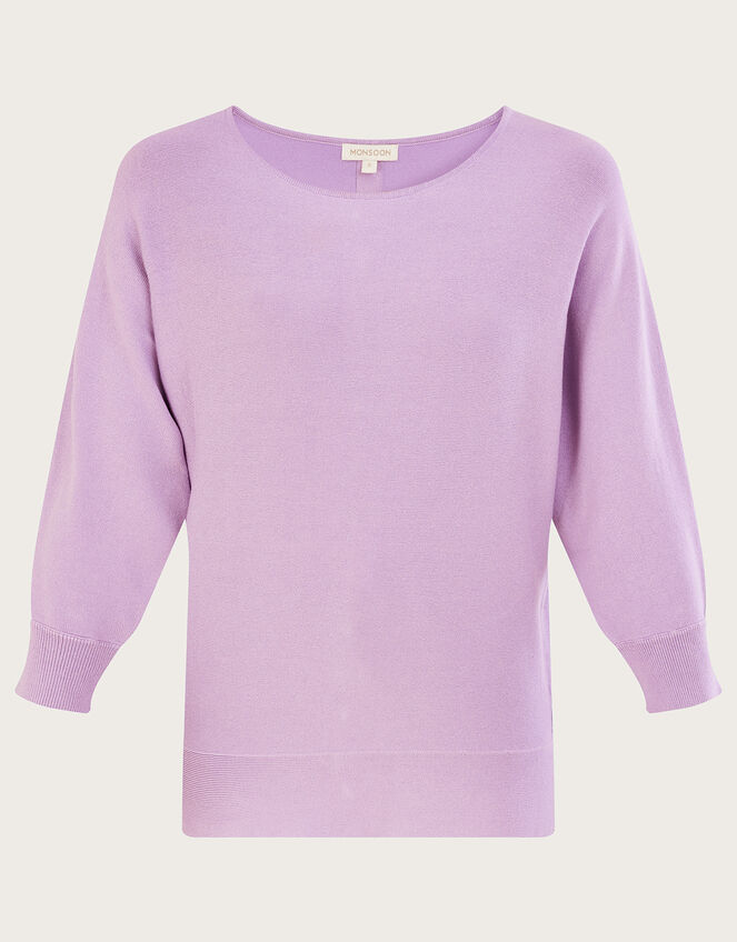 Button Back Scoop Neck Jumper, Purple (LILAC), large