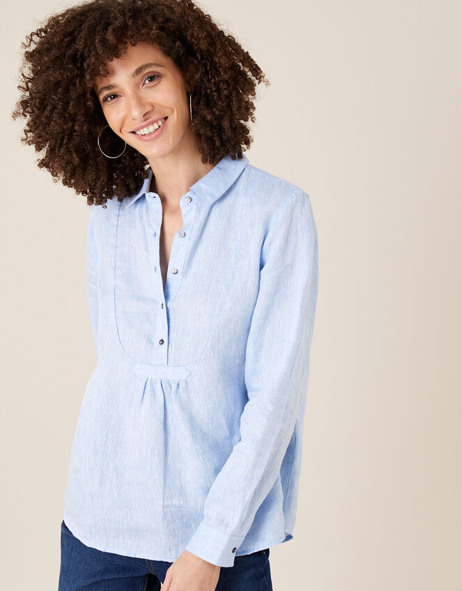 Dobby Shirt in Pure Linen Blue