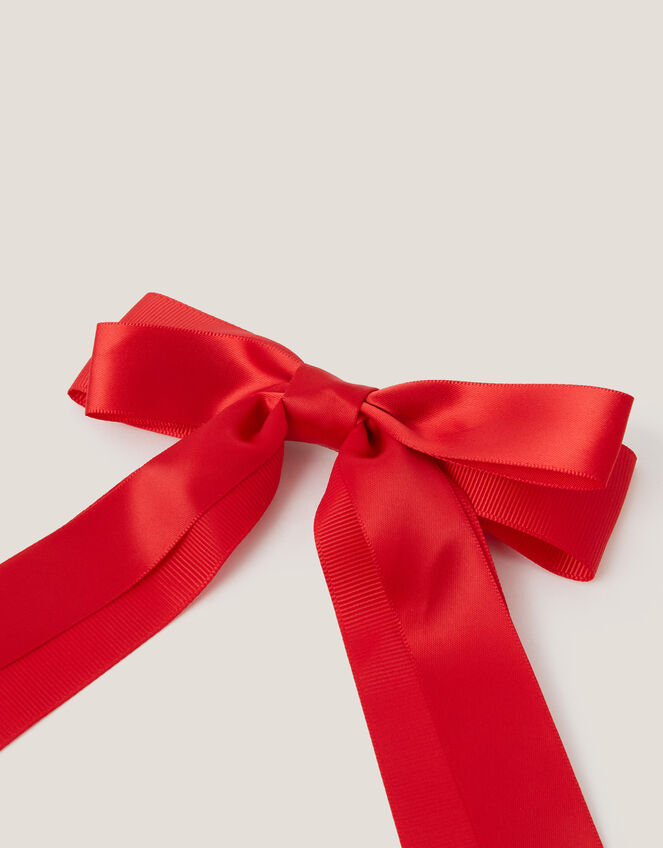 School Ribbon Bow Hair Slide, Red (RED), large