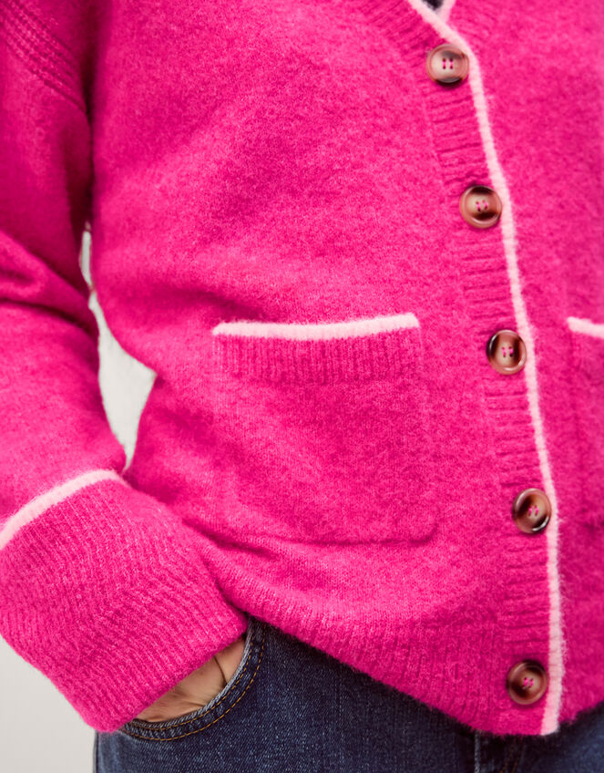 Oona V-Neck Oversized Cardigan , Pink (DARK PINK), large