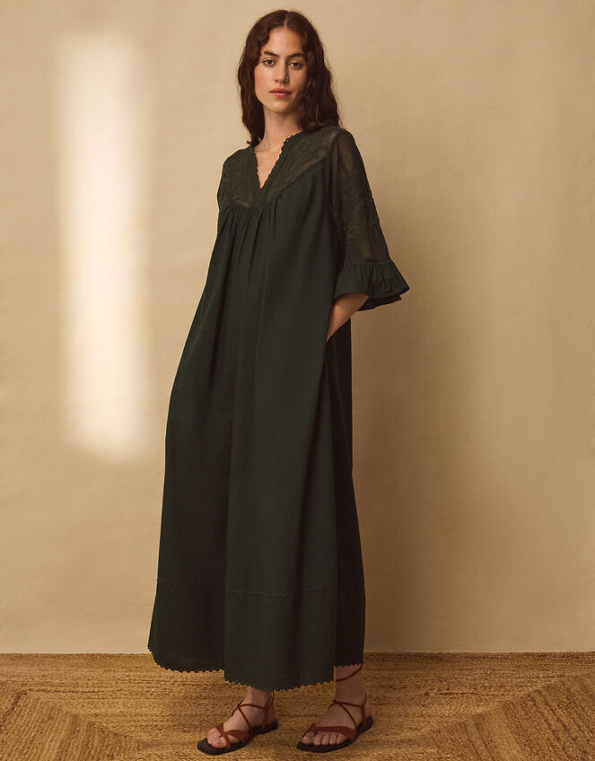 East Theia Embroidered Lace Maxi Dress, Green (DARK GREEN), large