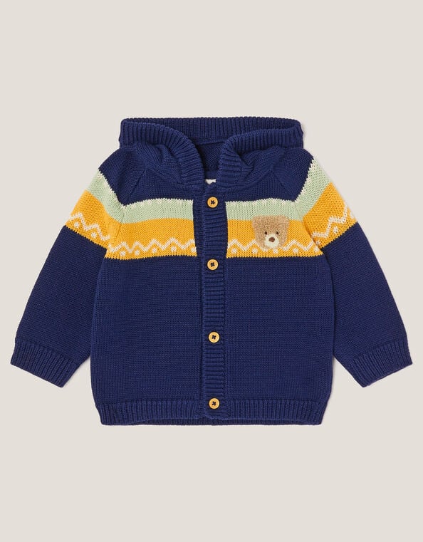 Newborn Benny Bear Knit Hoodie, Green (GREEN), large