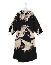 One Hundred Stars Stork Print Midi Dress, Black (BLACK), large